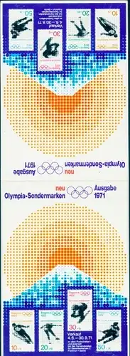 Briefmarken Klapp Ak Olympia-Sondermarken, Ausgabe 1971, Sapporo 1972, Wintersport