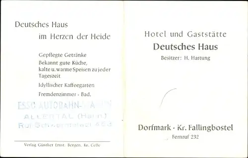 Klapp Ak Dorfmark Fallingbostel, Hotel und Gaststätte Deutsches Haus, Clubzimmer, Einzelzimmer
