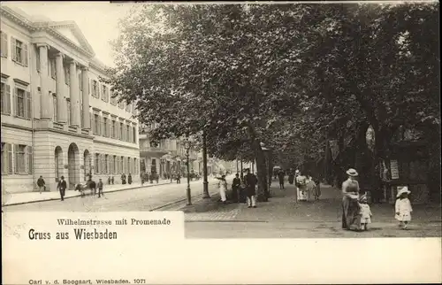 Ak Wiesbaden in Hessen, Wilhelmstraße, Promenade