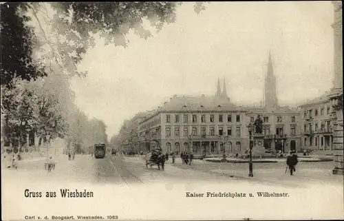 Ak Wiesbaden in Hessen, Wilhelmstraße, Kaiser-Friedrichplatz