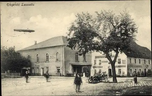 Ak Laußnitz Sachsen, Erbgericht, Inh. Martha Hundsbeck, Zeppelin