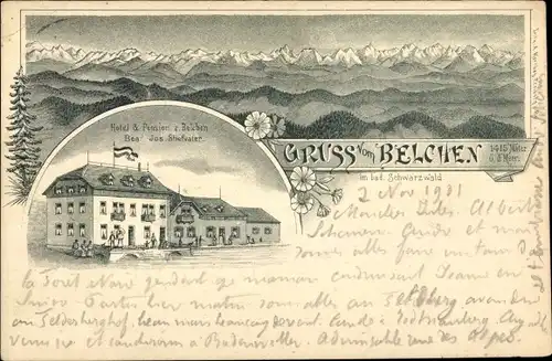 Litho Aitern im Schwarzwald, Badischer Belchen, Belchenhotel