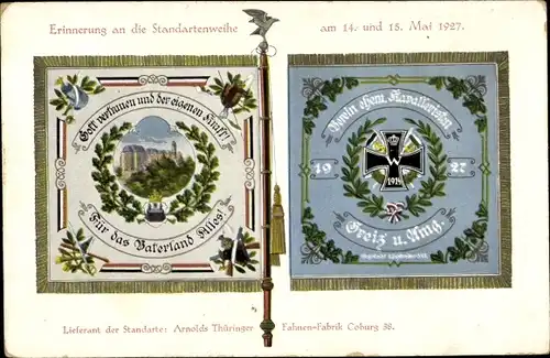 Ak Greiz im Vogtland, Standartenweihe 1927, Eisernes Kreuz, Eichenlaub