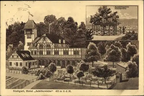 Ak Stuttgart in Württemberg, Kurhotel Schillereiche, Aussichtsplatte Schillerhöhe