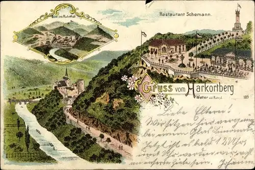 Litho Wetter an der Ruhr, Harkortberg, Restaurant Schemann