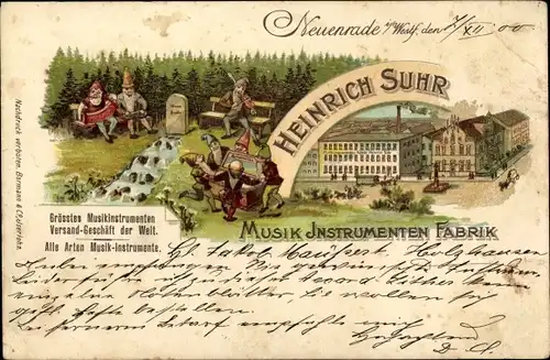 Litho Neuenrade im Sauerland, Musikinstrumenten Fabrik Heinrich Suhr, Zwerge