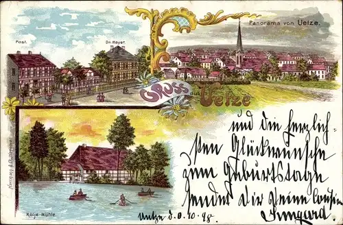 Litho Uetze in Niedersachsen, Post, Panorama, Kötje Mühle