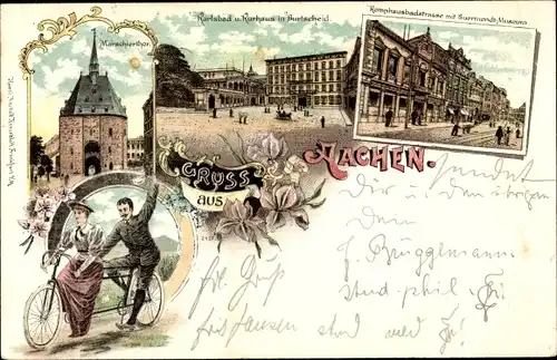 Litho Aachen in Nordrhein Westfalen, Marschiertor, Karlsbad, Kurhaus, Komphausbadstraße