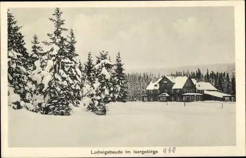 Ak Giebułtów Gebhardsdorf Schlesien, Ludwigsbaude im Isergebirge, Winter