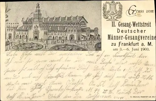 Litho Frankfurt am Main, II. Gesang-Wettstreit Deutscher Männer-Gesangvereine 1903