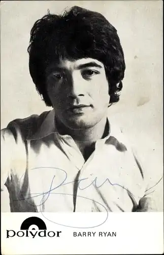 Ak Sänger Barry Ryan, Portrait, Polydor Schallplatten, Autogramm