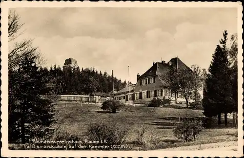 Ak Plauen im Vogtland, Bismarckvereinshaus, Bismarcksäule, Kammler