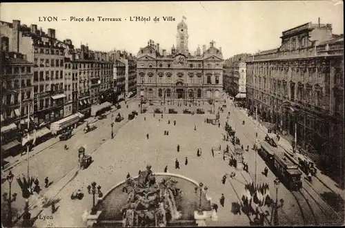 Ak Lyon Rhône, Place des Terreaux, Rathaus