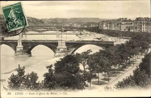 Ak Lyon Rhône, Brücken, Kais der Rhone