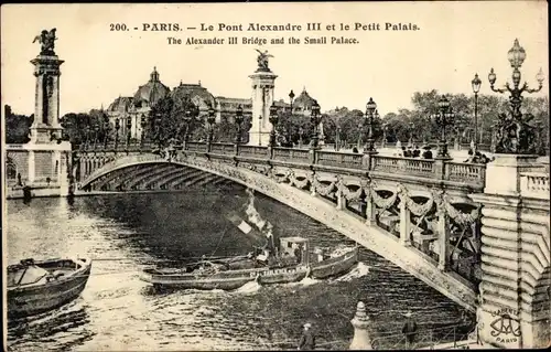 Ak Paris VIII, Pont Alexandre III., Petit Palais