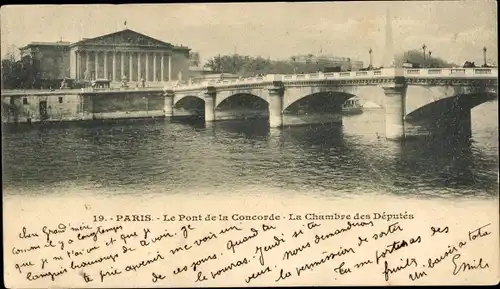 Ak Paris VII, Abgeordnetenkammer, Pont de la Concorde