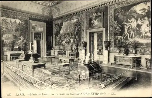Ak Paris I Louvre, Louvre-Museum, Möbelzimmer aus dem 17. und 18. Jahrhundert