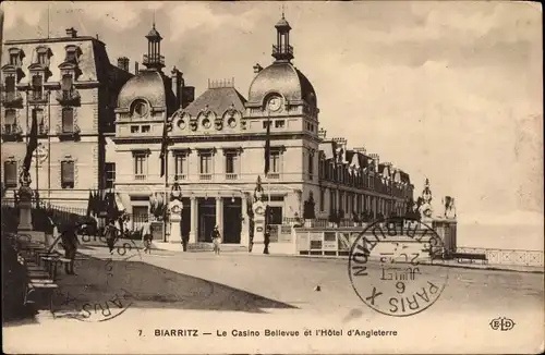 Ak Biarritz Pyrénées Atlantiques, Casino Bellevue, Hotel d’Angle
