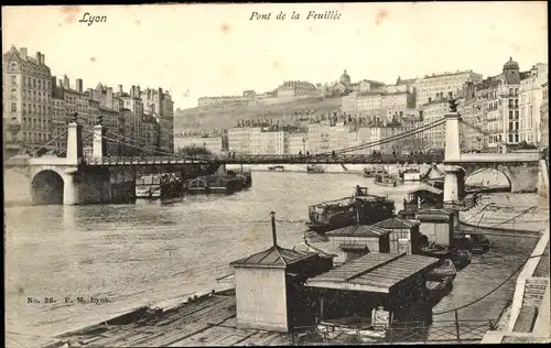 Ak Lyon Rhône, Pont de la Feuillée