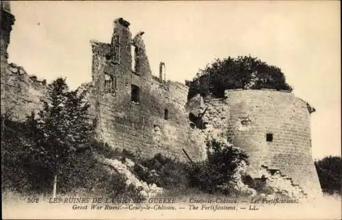 Ak Coucy le Château Aisne, Festung, Ruine