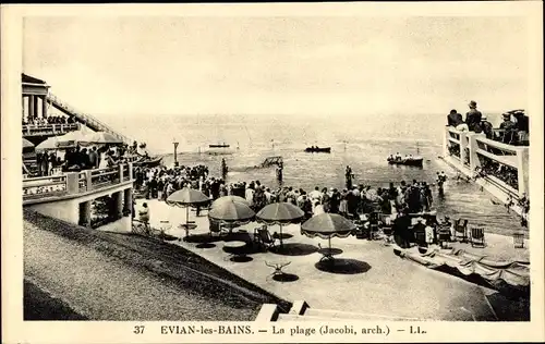 Ak Évian les Bains Haute Savoie, Strand