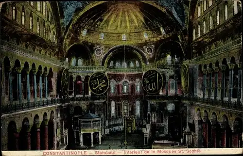 Ak Konstantinopel Istanbul Türkei, Innenraum der St.-Sophie-Moschee