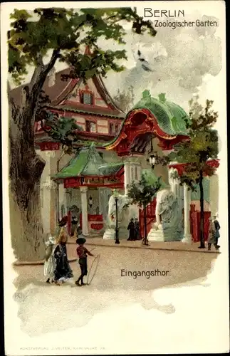 Künstler Litho Kley, Heinrich, Berlin Tiergarten, Zoologischer Garten, Elefantentor