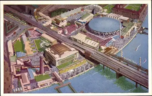 Ak London England, South Bank Ausstellung aus der Luft