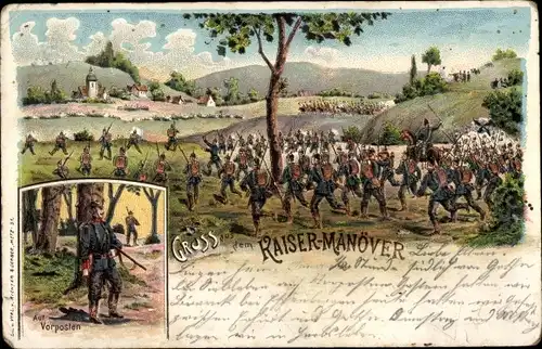 Litho Gruß aus dem Kaisermanöver, Vorposten