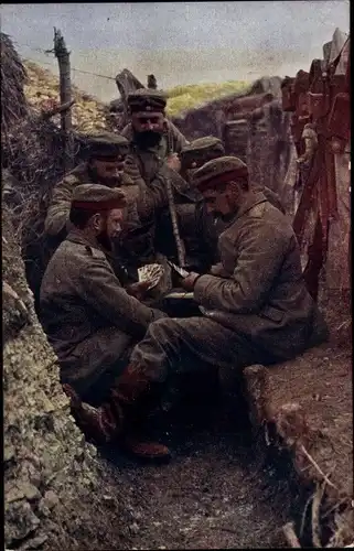 Ak Deutsche Soldaten im Schützengraben, Kartenspiel, I WK