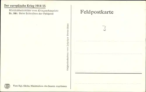 Ak Beim Schreiben der Feldpost im Schützengraben, Deutsche Soldaten, I WK