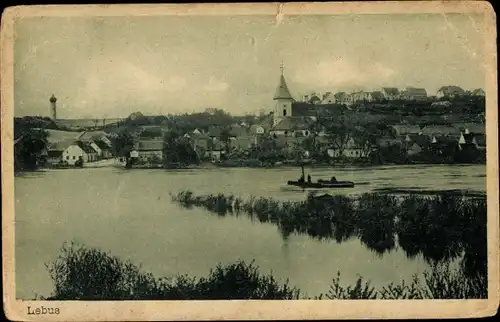 Ak Lebus an der Oder, Flussufer, Panorama