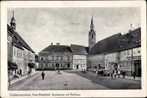 Ak Gräfenhainichen in Sachsen Anhalt, Marktplatz, Rathaus