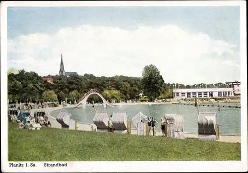 Ak Planitz Zwickau in Sachsen, Terrassen- und Strandcafe, Freibad, Inh. Zimmermann, Schwimmbecken