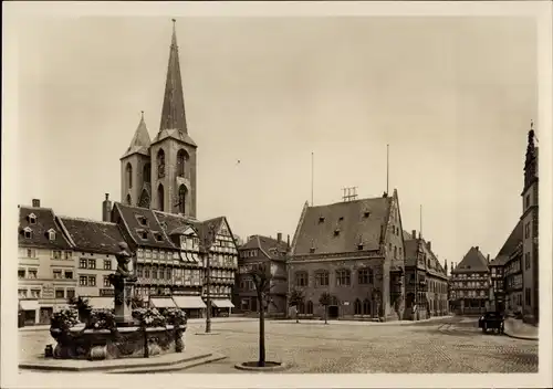 Ak Halberstadt Harzvorland, Holzmarkt, Rathaus, Martinkirche, Türmer
