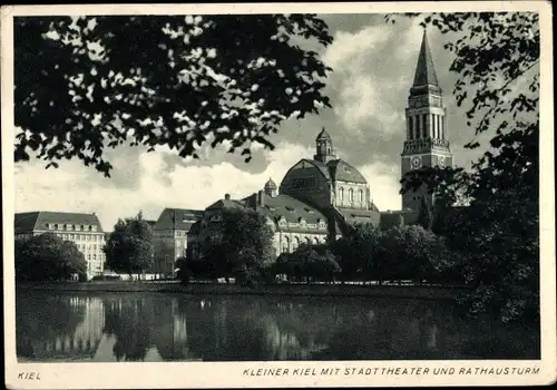 Ak Kiel Schleswig Holstein, Kleiner Kiel und Stadttheater, Rathaus