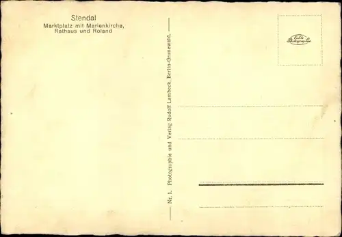 Ak Stendal in der Altmark, Marktplatz, Marienkirche, Rathaus, Roland
