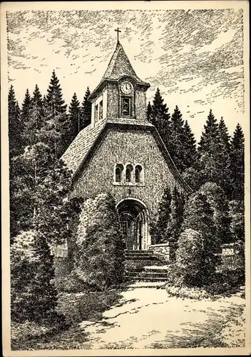 Künstler Ak Oberbärenburg Altenberg im Osterzgebirge, Ev Luth Kapelle, 1913