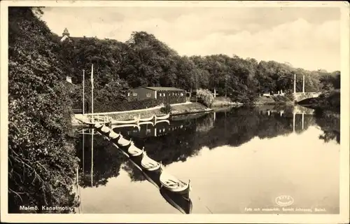 Ak Malmö Schweden, Kanal, Boote