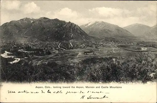 Ak Aspen Colorado USA, Kastanienbraun, Castle Mountains