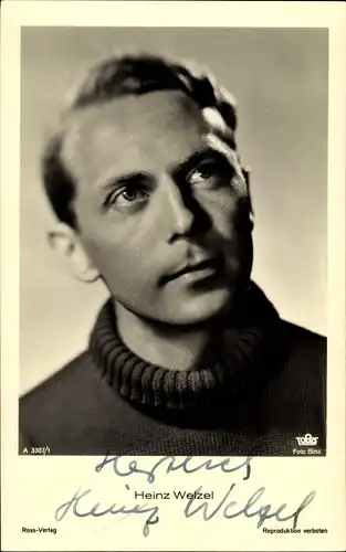 Ak Schauspieler Heinz Welzel, Portrait, Autogramm