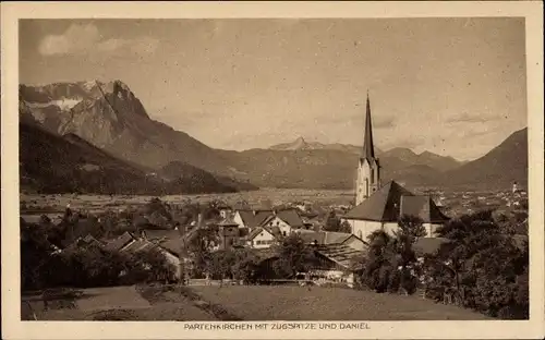 Ak Garmisch Partenkirchen in Oberbayern, Zugspitze, Daniel, Kirche
