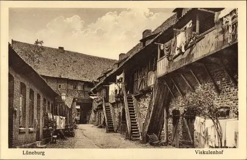 Ak Lüneburg in Niedersachsen, Viskulenhof, Treppe, Wäsche