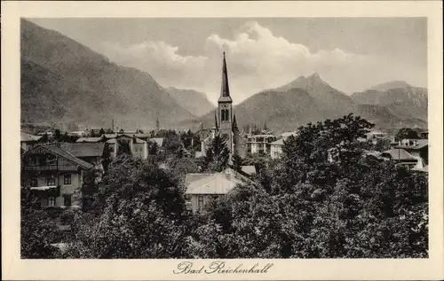 Ak Bad Reichenhall in Oberbayern, Teilansicht, Kirche