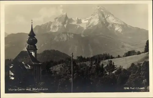 Ak Maria Gern Berchtesgaden in Oberbayern, Watzmann, Kirche