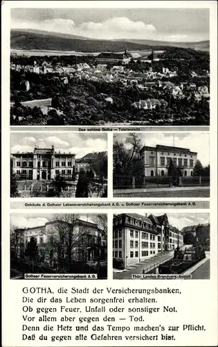 Ak Gotha in Thüringen, Feuerversicherungsbank A.G., Ortsansicht, Gothaer Lebensversicherungsbank