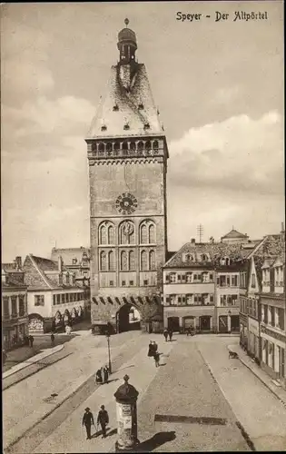 Ak Speyer am Rhein, der Altpörtel, Litfaßsäule