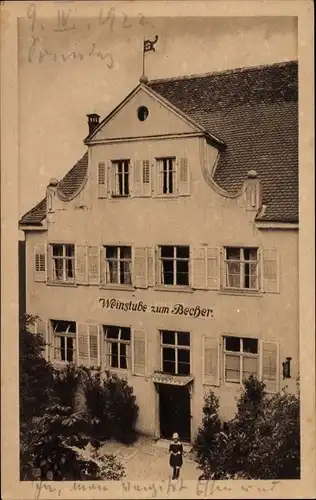 Ak Meersburg Bodensee, Winzerstube zum Becher, Weinstube