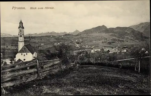 Ak Pfronten im Allgäu, Blick vom Hörnle, Kirche, Panorama