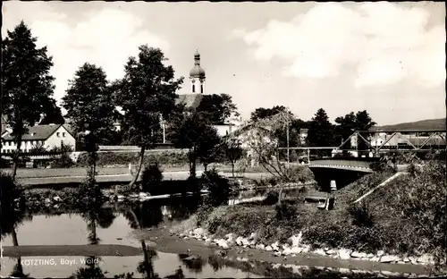 Ak Bad Kötzting im Bayerischen Wald, Teilansicht, Kirche